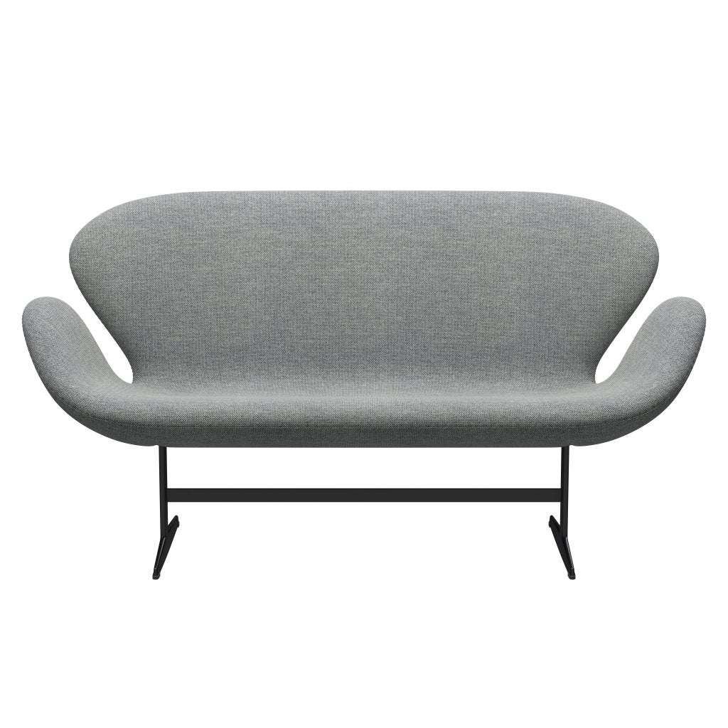 Fritz Hansen Svan soffa 2 -sits, svart lackerad/hallingdal vit grå