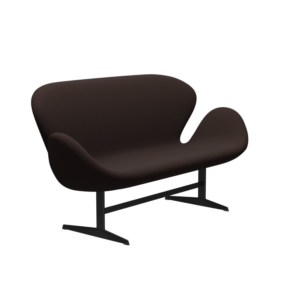 Fritz Hansen Swan Sofa 2 Seater, Black Lacquered/Tonus Dark Brown