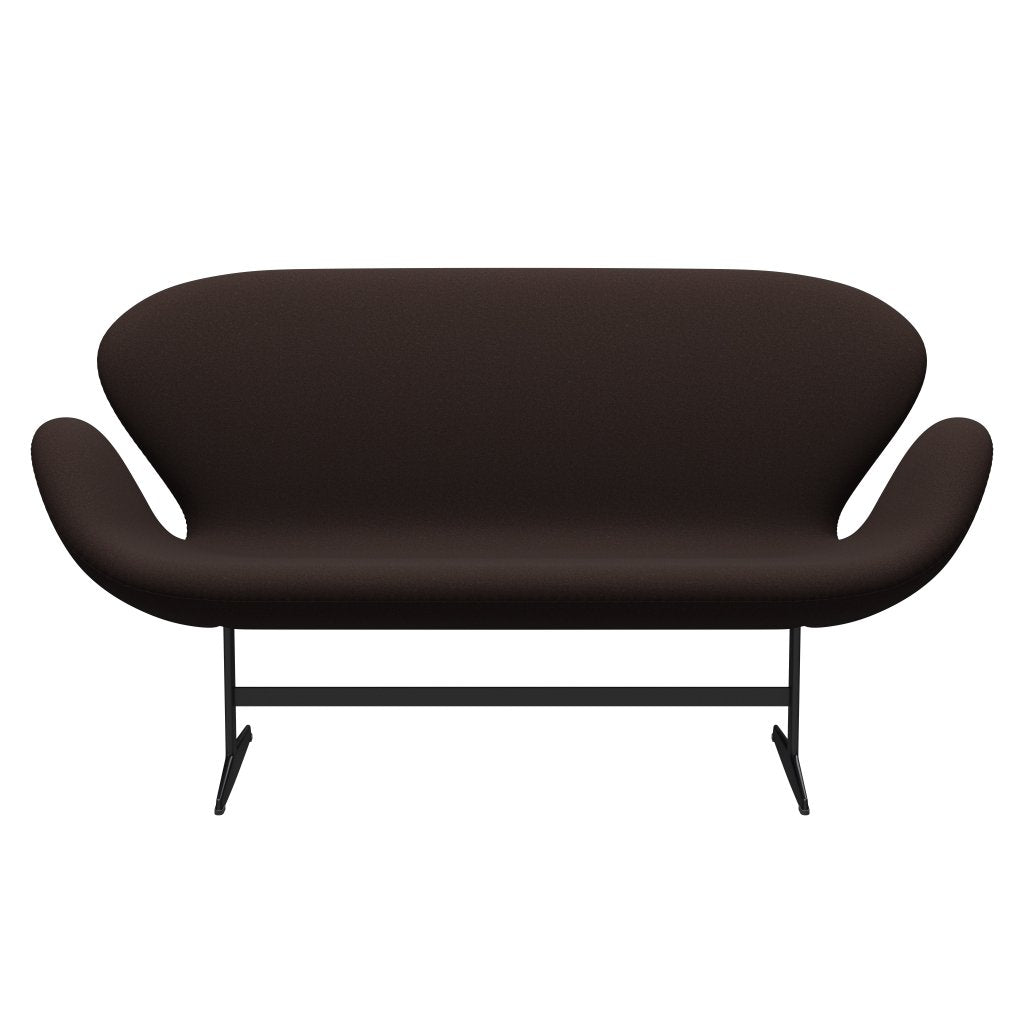 Fritz Hansen Swan Sofa 2 Seater, Black Lacquered/Tonus Dark Brown