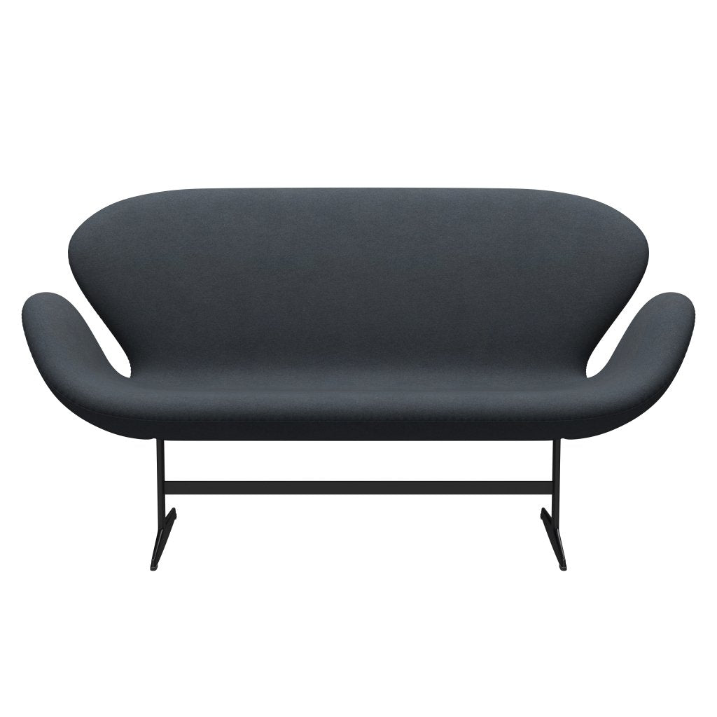 Fritz Hansen Swan divano 2 posti, laccatura nera/tonus grigio scuro