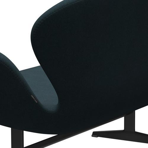 Fritz Hansen Swan Sofa 2 Seater, Black Lacquered/Tonus Dark Green