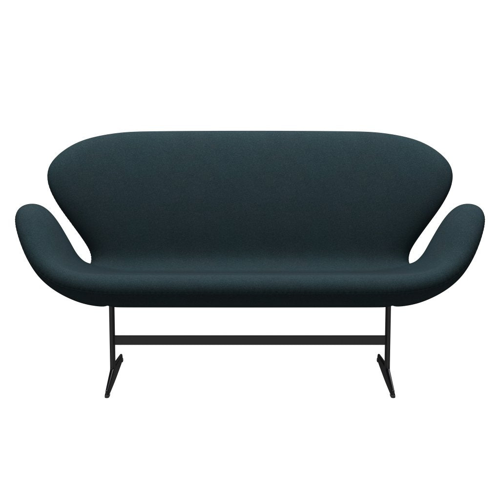 Fritz Hansen Swan -Sofa 2 -Sitzer, schwarzer lackiert/tonus dunkelgrün