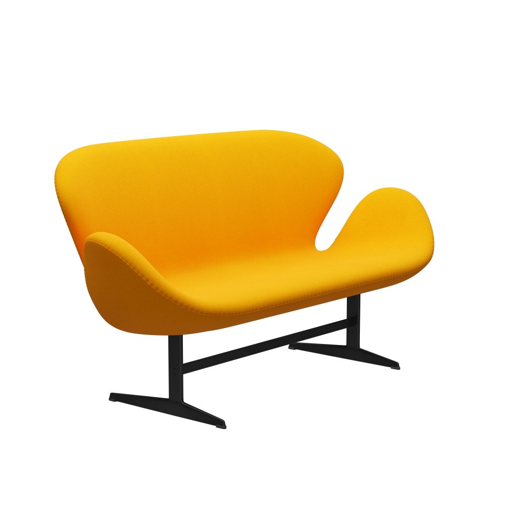 Fritz Hansen Swan Sofa 2 Seater, Black Lacquered/Tonus Yellow Orange