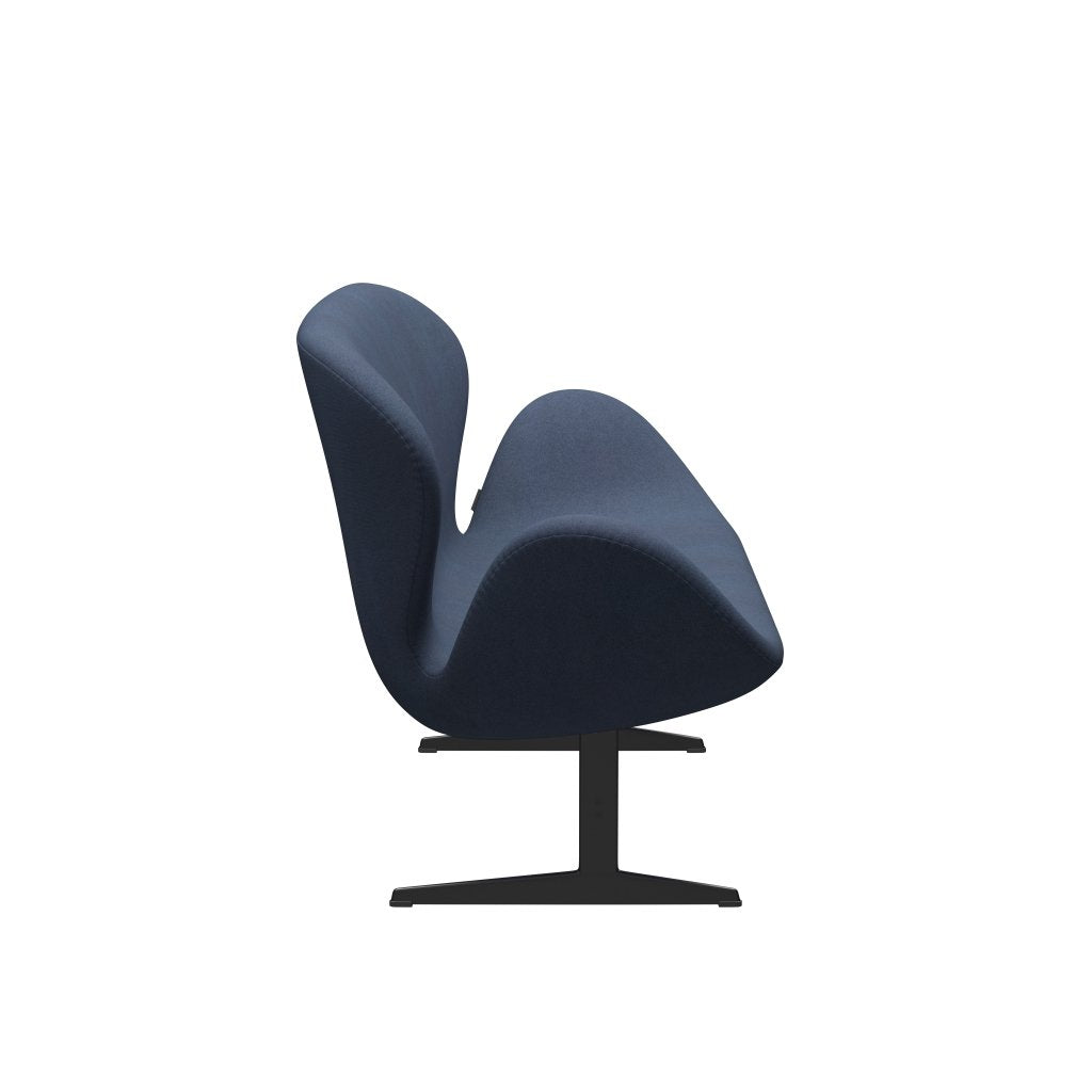 Fritz Hansen Swan divano 2 posti, laccatura nera/tono grigio blu