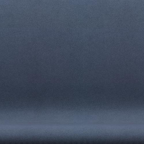 Fritz Hansen Swan Sofa 2-Sitzer, Schwarz lackiert/Tonus Grau Blau