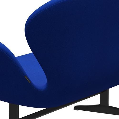 弗里茨·汉森·天鹅沙发2座位，黑色漆/托努斯浅蓝色