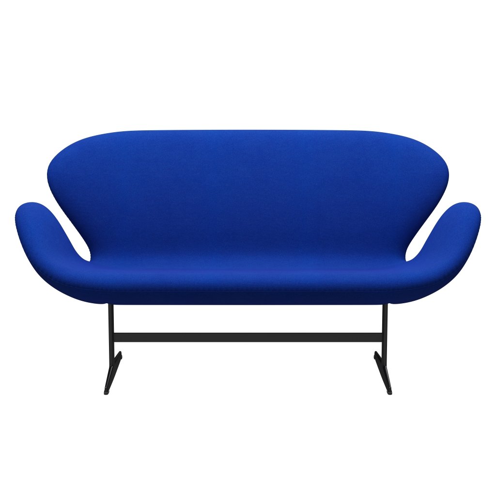 Fritz Hansen Swan divano 2 posti, laccatura nera/tonus azzurro