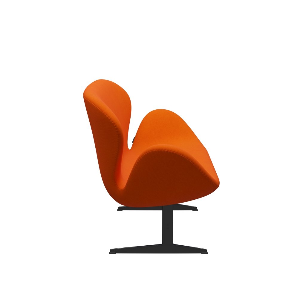 Fritz Hansen Swan Sofa 2 Seater, Black Lacquered/Tonus Light Orange