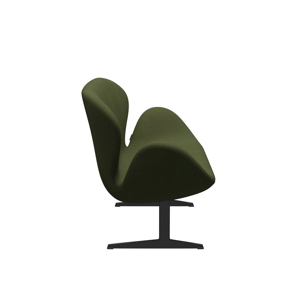 Fritz Hansen Swan Sofa 2 Seater, Black Lacquered/Tonus Military Green