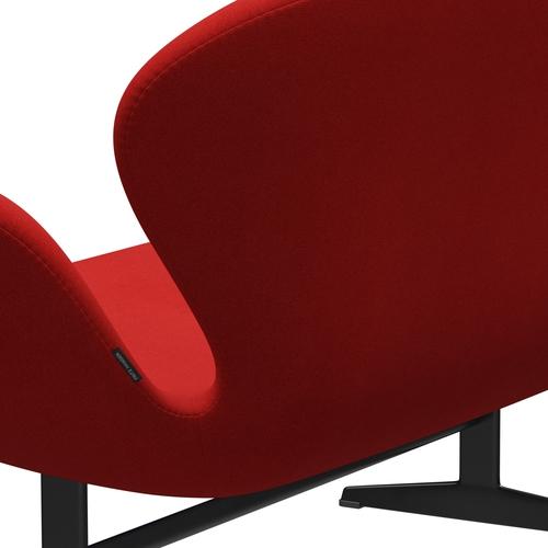 Fritz Hansen Svan soffa 2 -sits, svart lackerad/tonus orange/röd