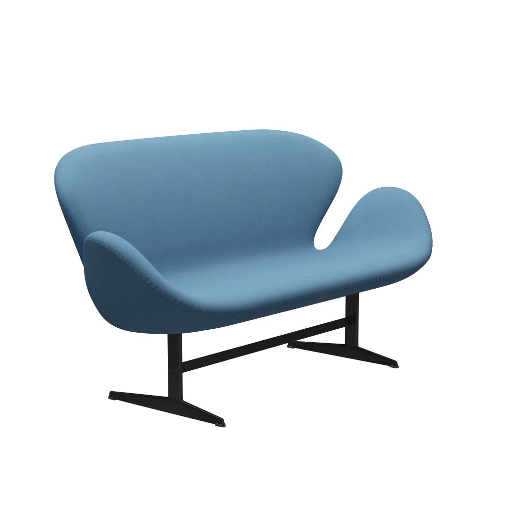 Fritz Hansen Swan divano 2 posti, laccatura nera/tonus pastello blu