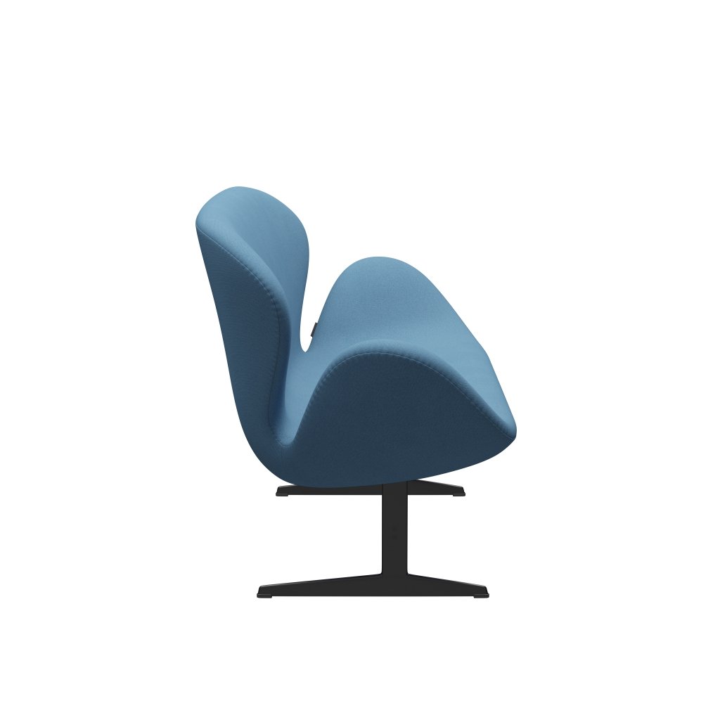 Fritz Hansen Swan Sofa 2 Seater, Black Lacquered/Tonus Pastel Blue