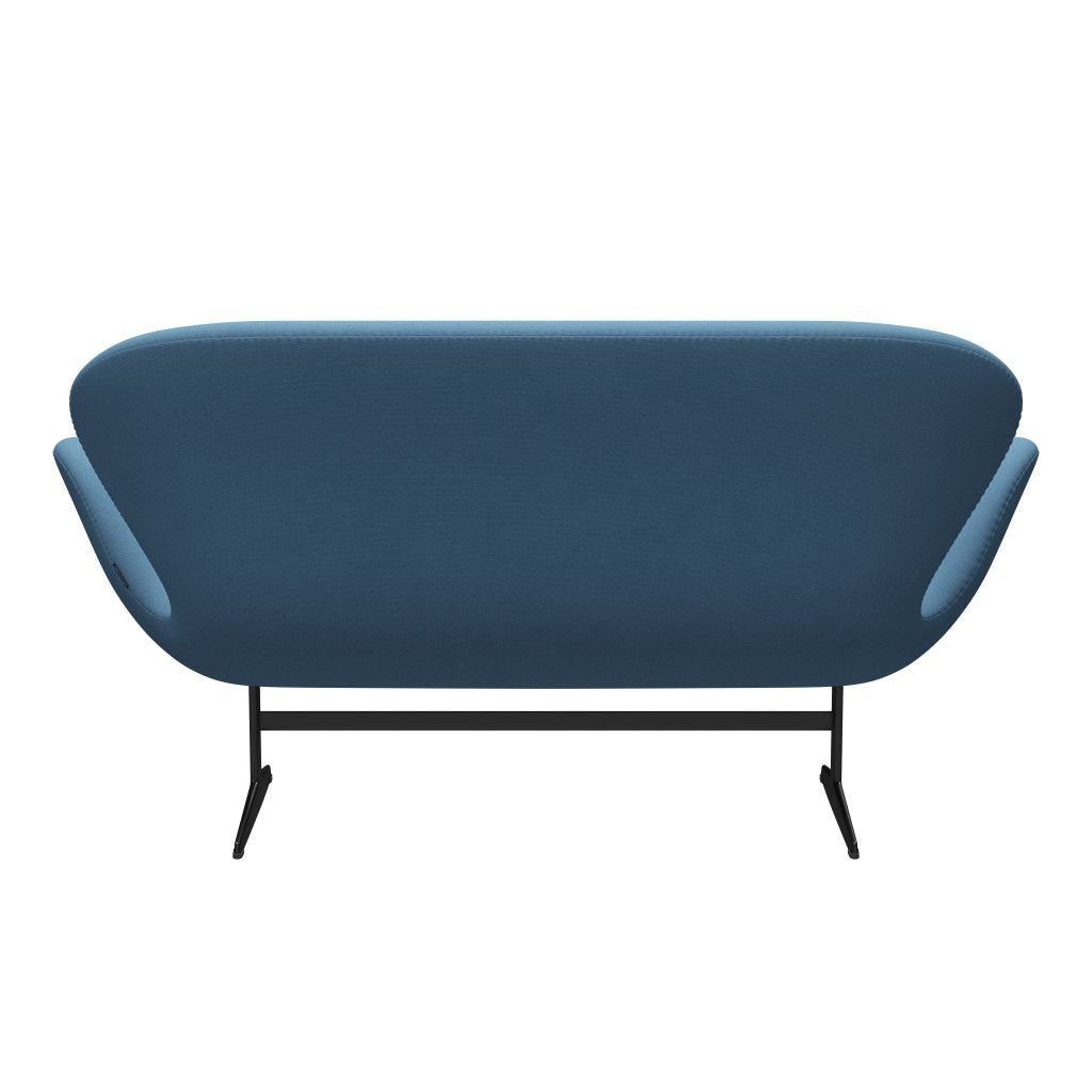 Fritz Hansen Swan Sofa 2 Seater, Black Lacquered/Tonus Pastel Blue