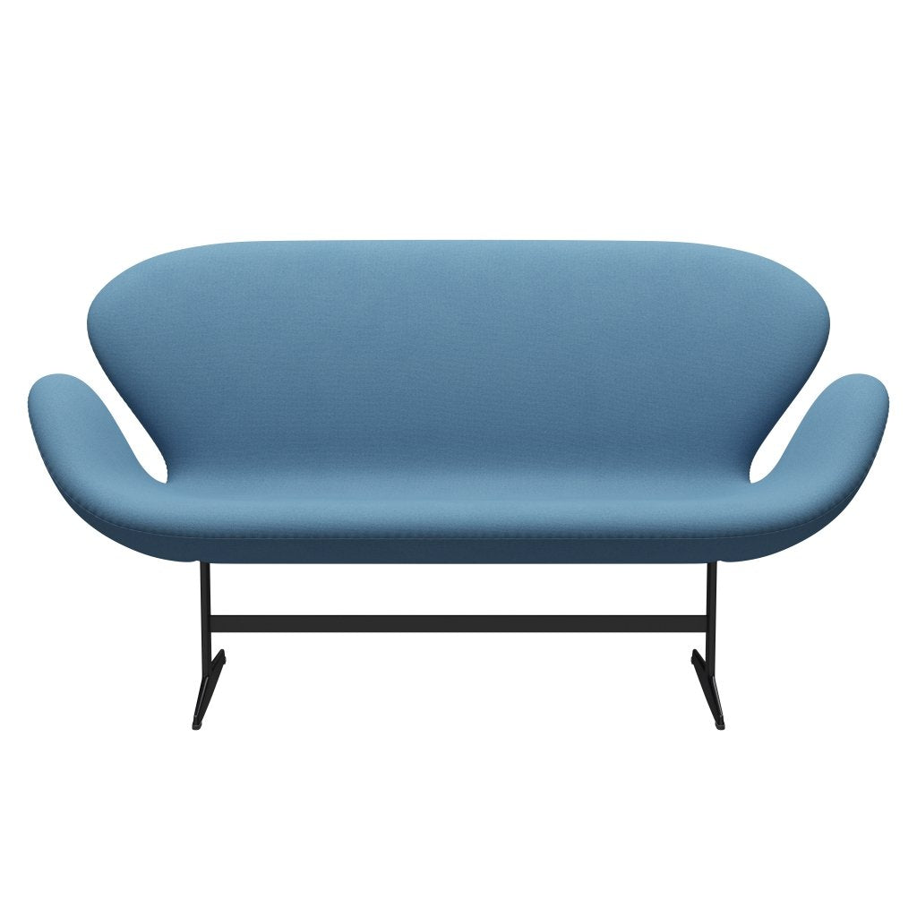 Fritz Hansen Svan soffa 2 -sits, svart lackerad/tonus pastellblå