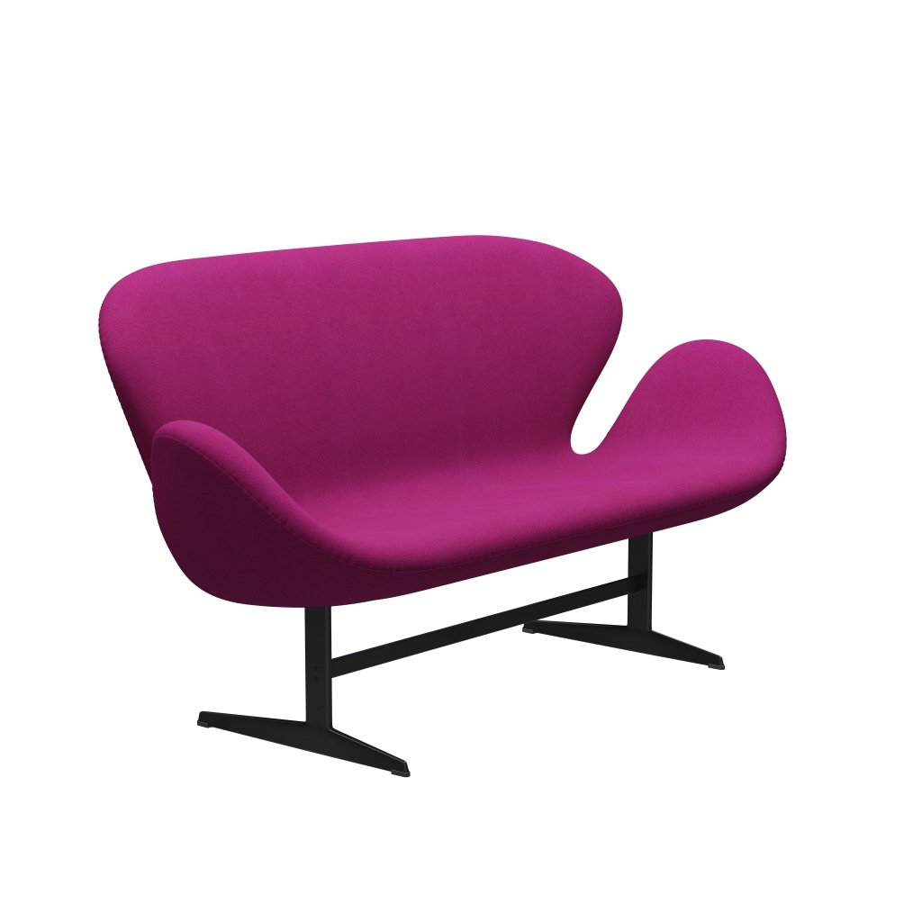 Fritz Hansen Swan Sofa 2-Sitzer, Schwarz lackiert/Tonus Pink