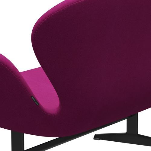 Fritz Hansen Swan Sofa 2-Sitzer, Schwarz lackiert/Tonus Pink