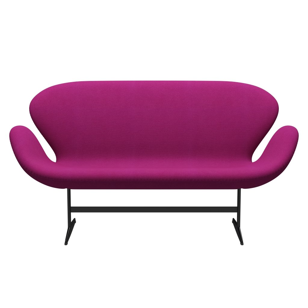 Fritz Hansen Swan Sofa 2 -sæder, sort lakeret/tonus pink