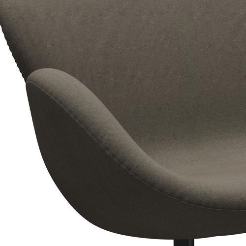 弗里茨·汉森·天鹅沙发2座位，黑色漆/吨灰尘棕色