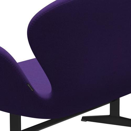 Fritz Hansen Swan Sofa 2 Sitzer, Schwarz Lackiert/Tonus Violett