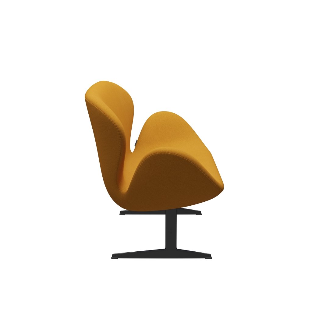 Fritz Hansen Swan Sofa 2 Seater, Black Lacquered/Tonus Warm Yellow