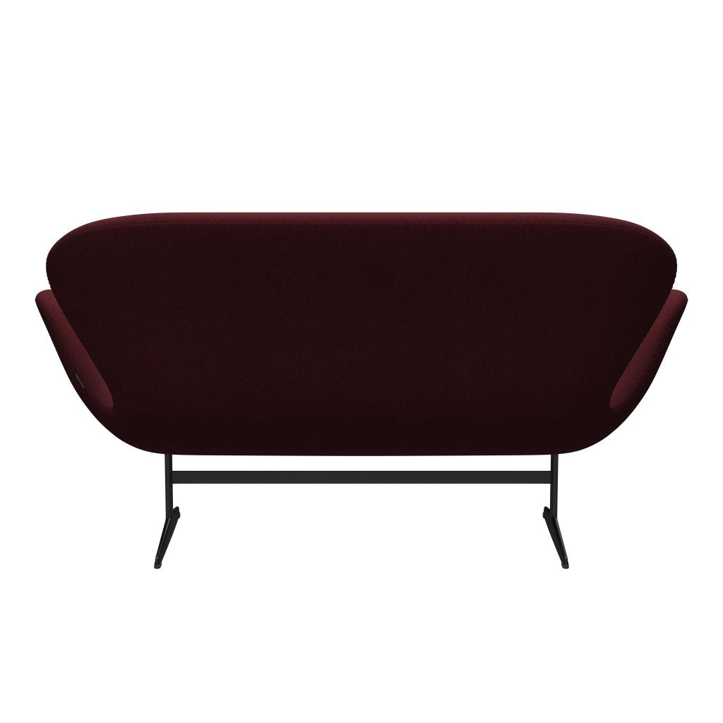 Fritz Hansen Swan Sofa 2 Seater, Black Lacquered/Tonus Wine Red