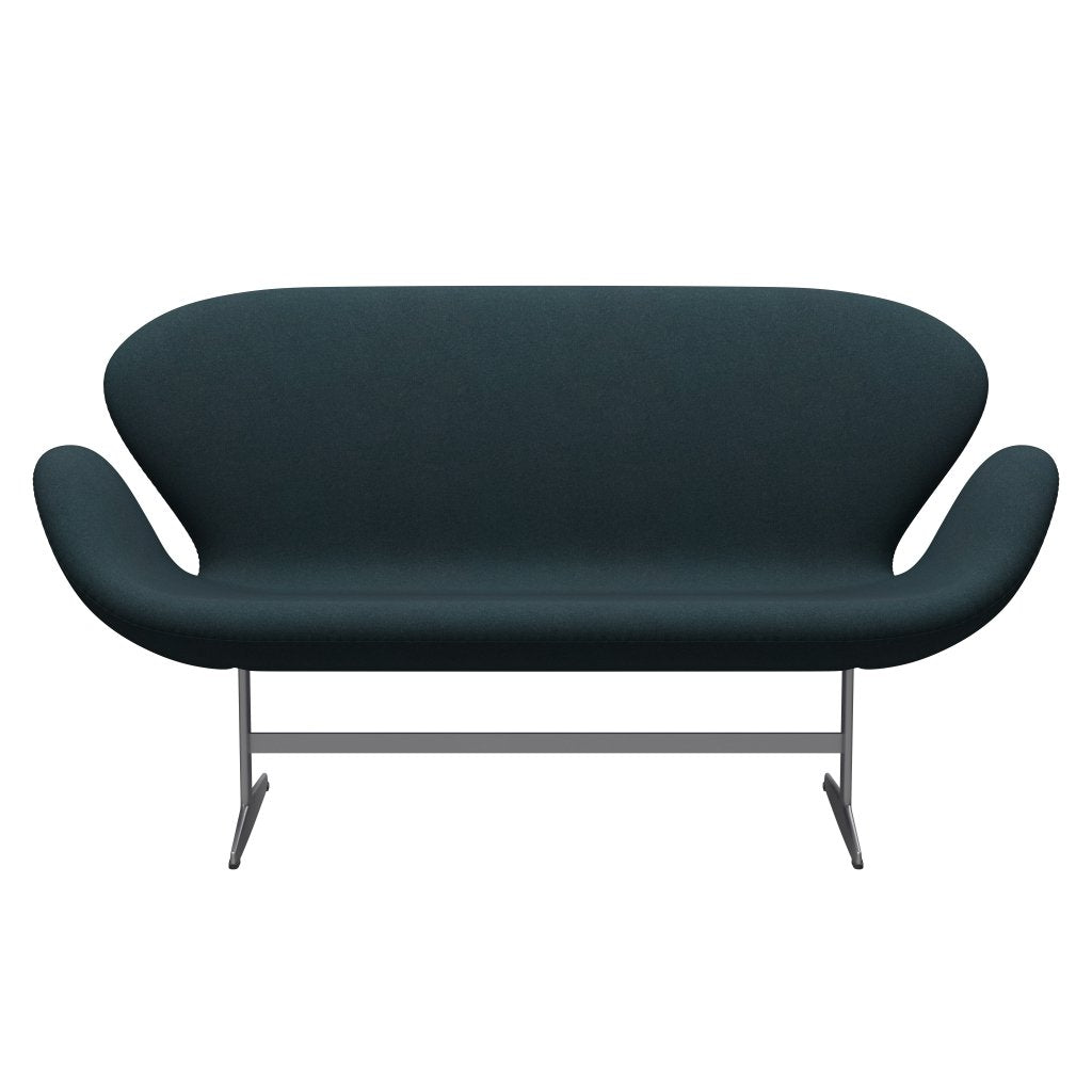Fritz Hansen Svan soffa 2 -sits, silvergrå/tonus mörkgrön