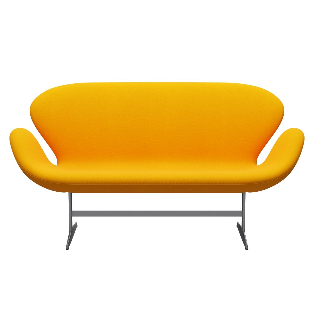 Fritz Hansen Svan sofa 2 sæder, sølvgrå/tonus gul orange