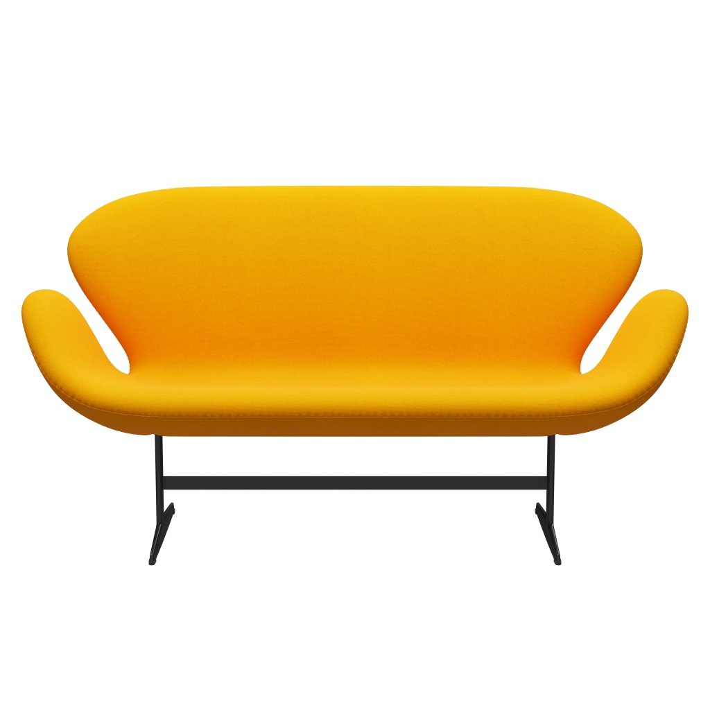 弗里茨·汉森·天鹅沙发2座位，温暖的石墨/吨黄色橙色