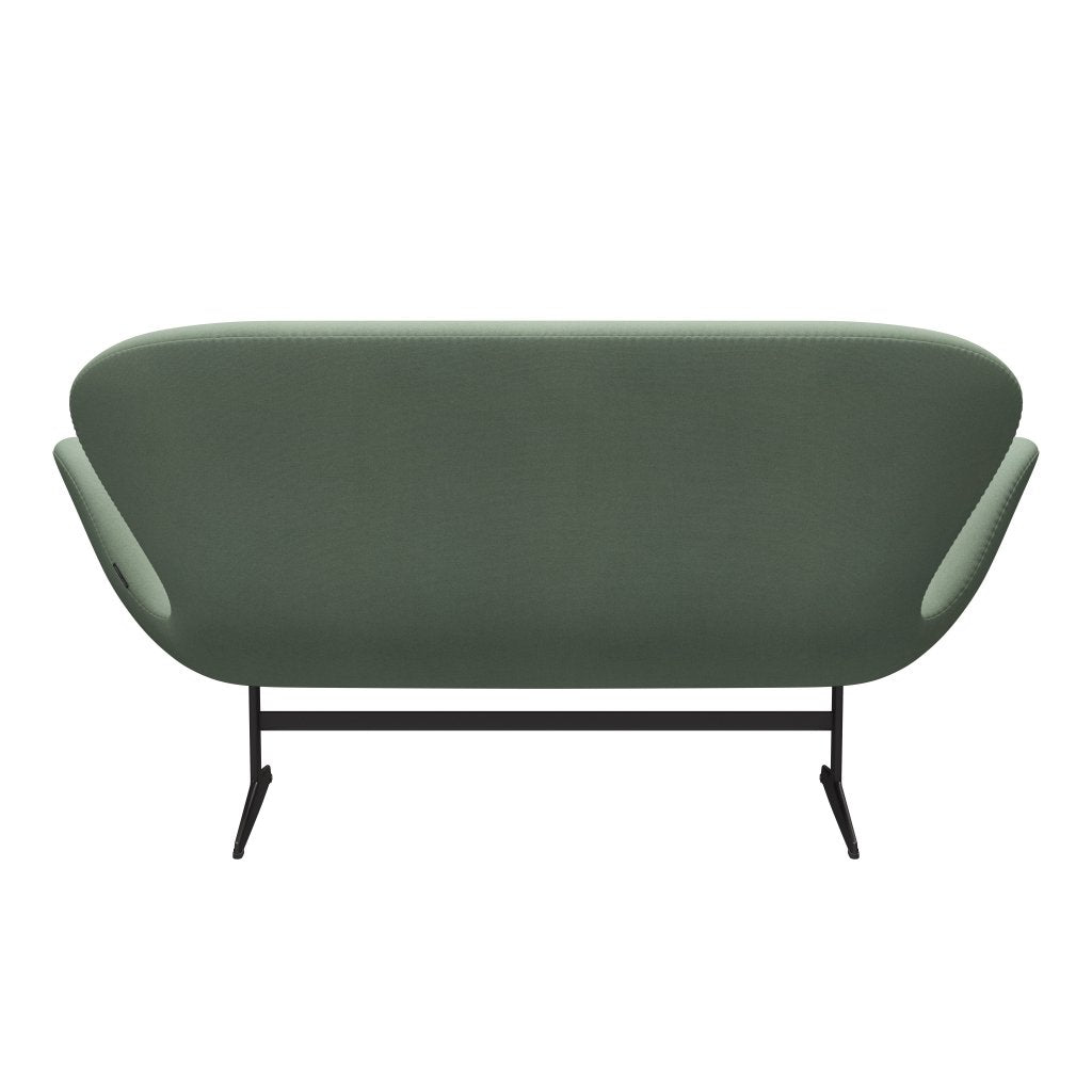 弗里茨·汉森·天鹅沙发2座位，温暖的石墨/吨薄荷绿色