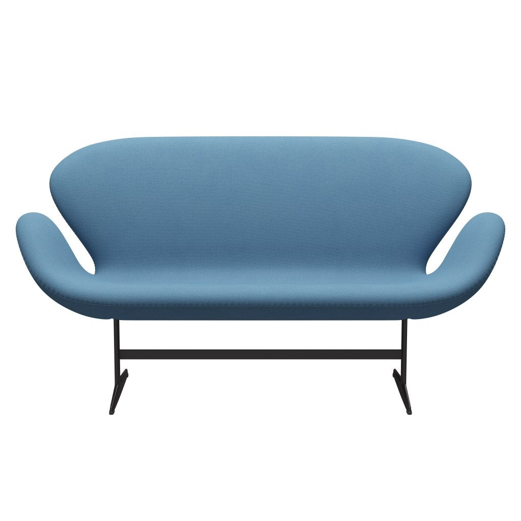 Fritz Hansen Swan沙发2座位，温暖的石墨/Tonus粉彩蓝色