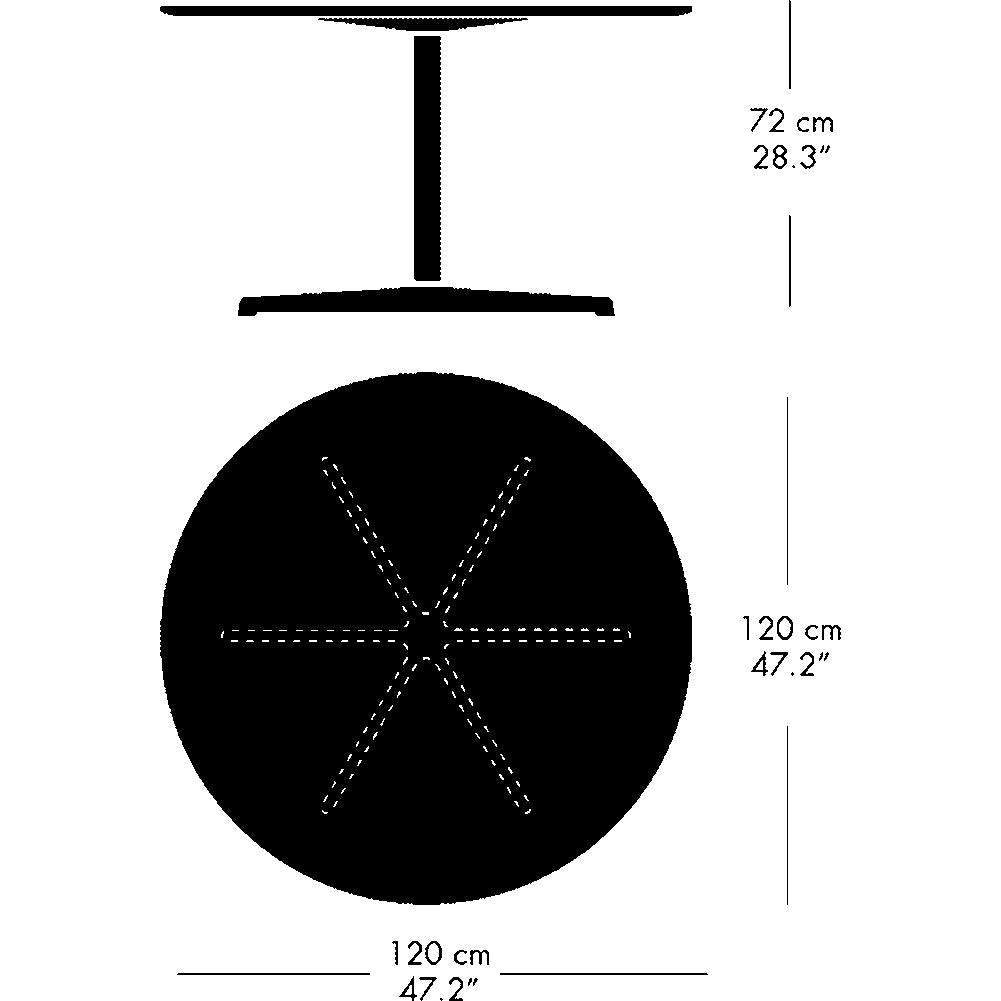 Mesa de comedor circular Fritz Hansen Ø120 cm, gris bromo/negro
