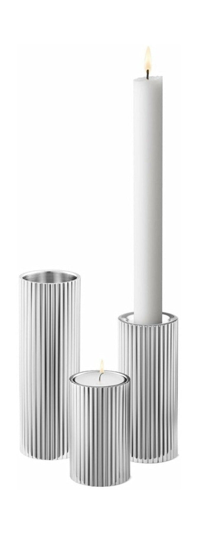 Georg Jensen Bernadotte Tealight & Candle Holder, sett med 3, rustfritt stål