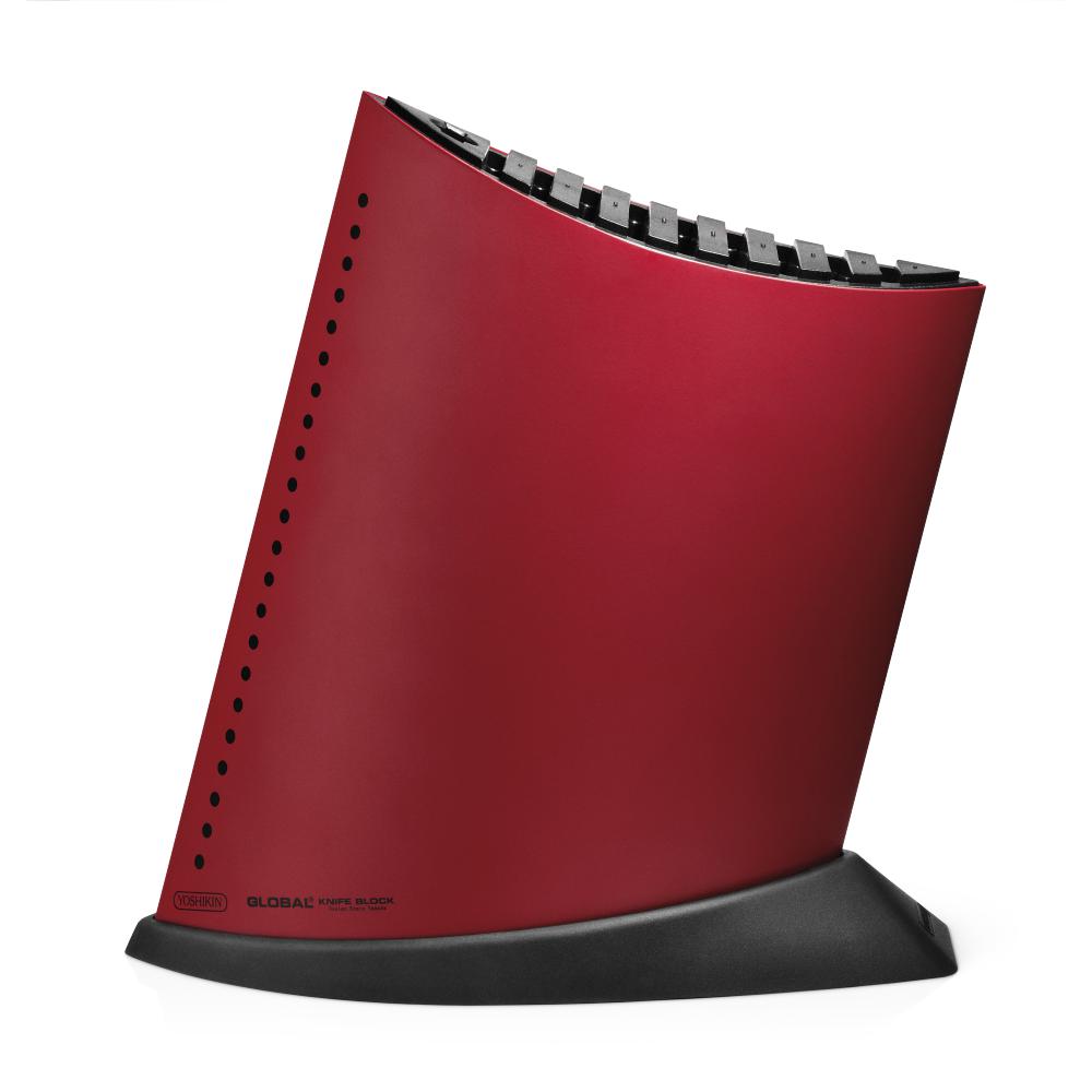 Global GKB 52/Cr Knife Block Oval, Stices, rosso per 9 coltelli