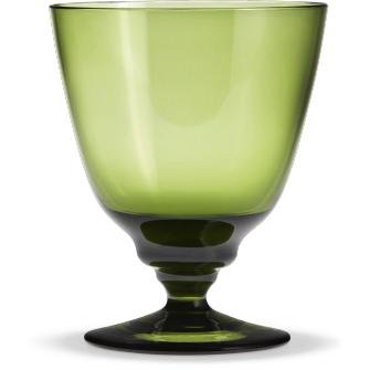 Holmegaard Flow Glass con stelo, verde oliva