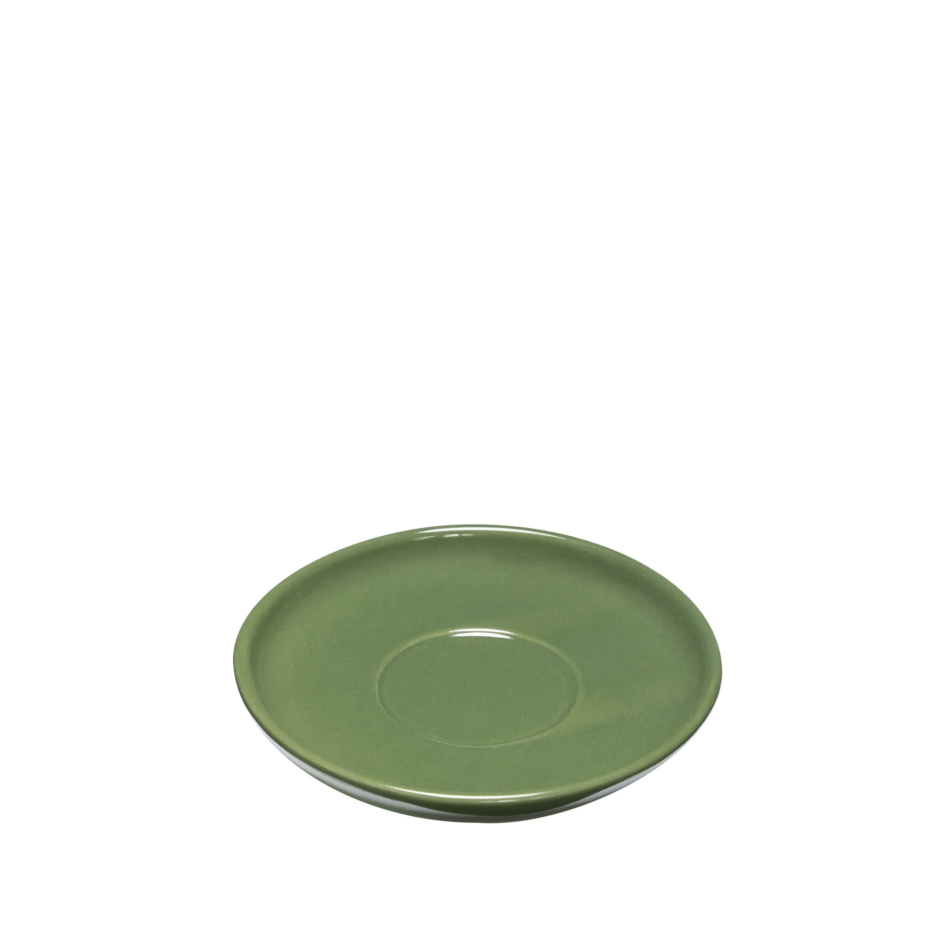 Hübsch Amare Mug & Saucer Set of 2, Sand/Green