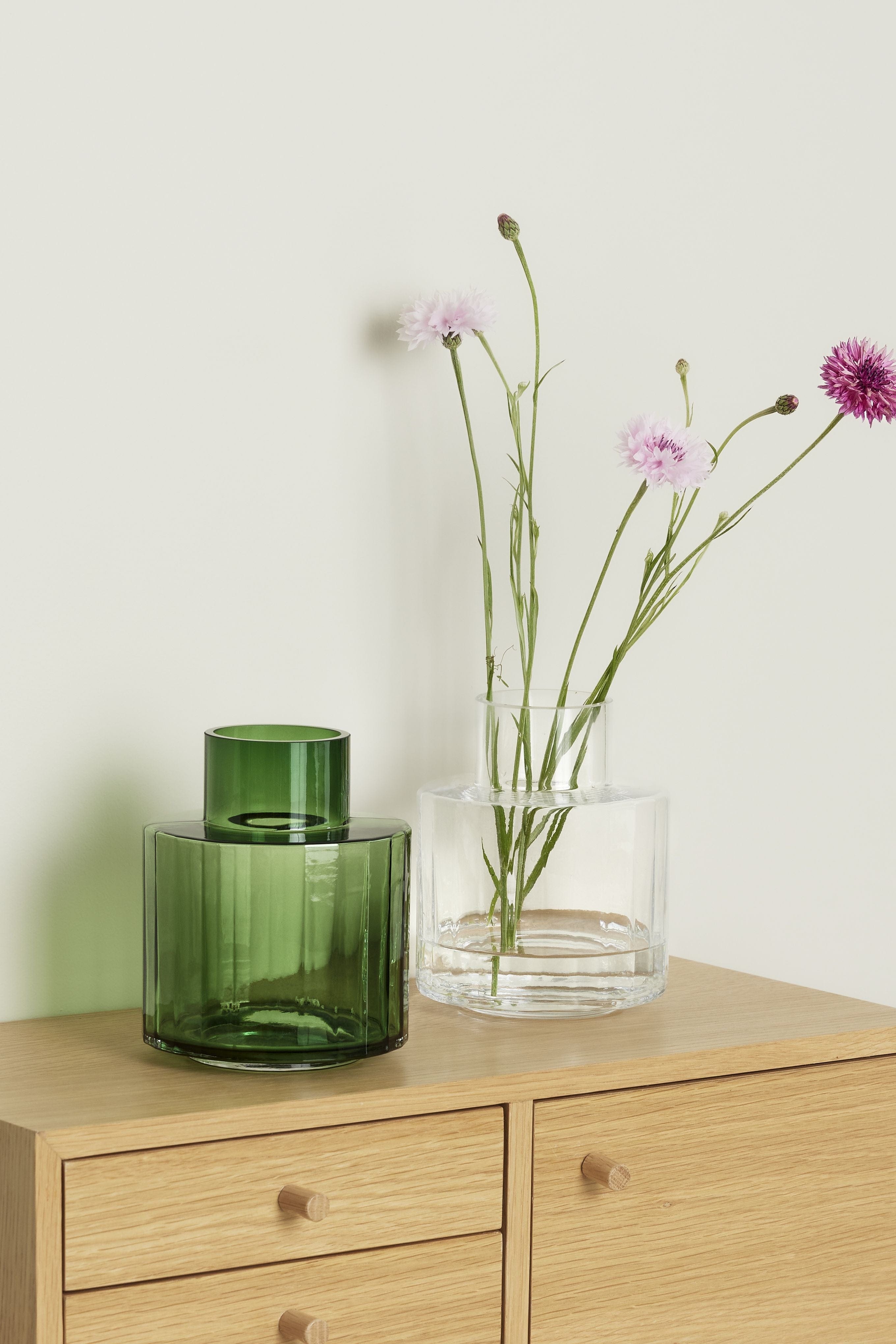 Hübsch Aster Vase Glass Green / Clear S / 2