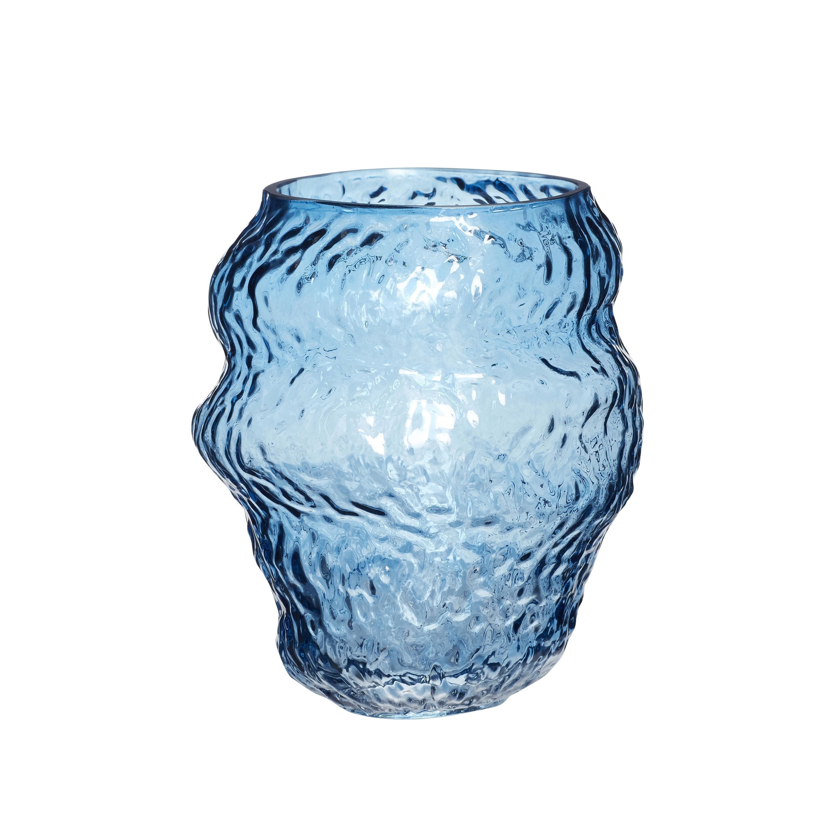 Hübsch Aurora Vase vidrio azul