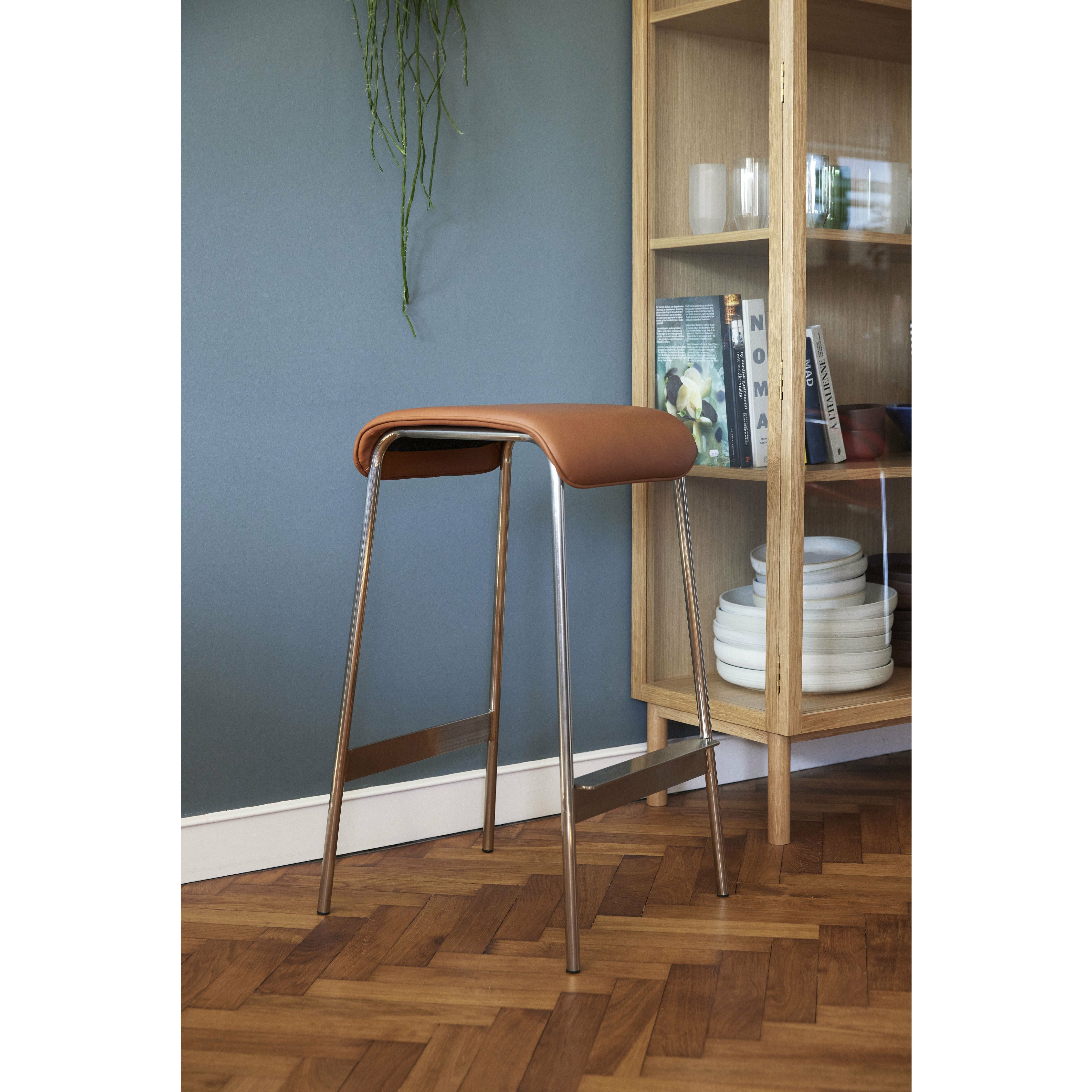 Hübsch Avenue Bar Stool, Nickel/Braun