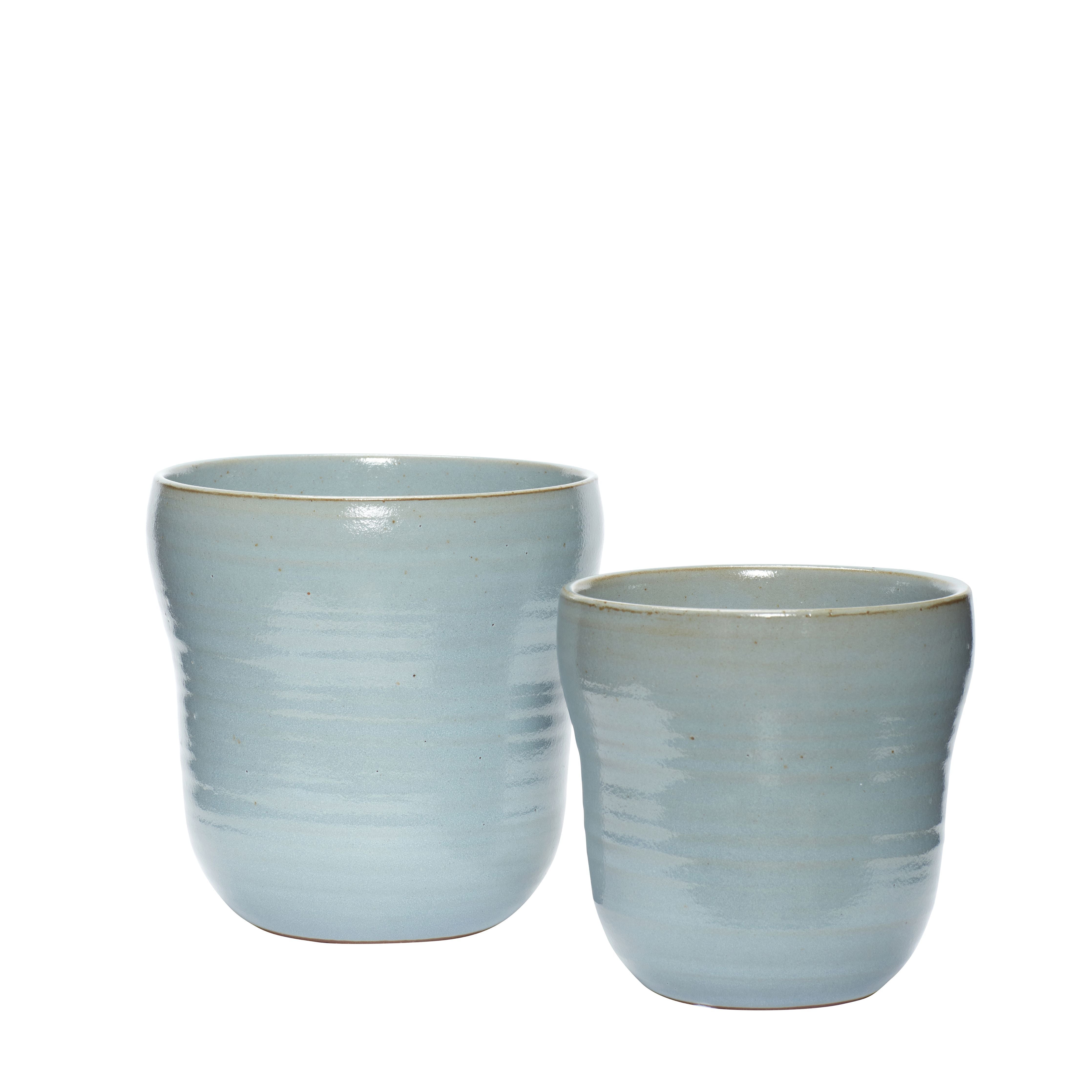 Hübsch Pflegetopf Keramik Blau 2er Set