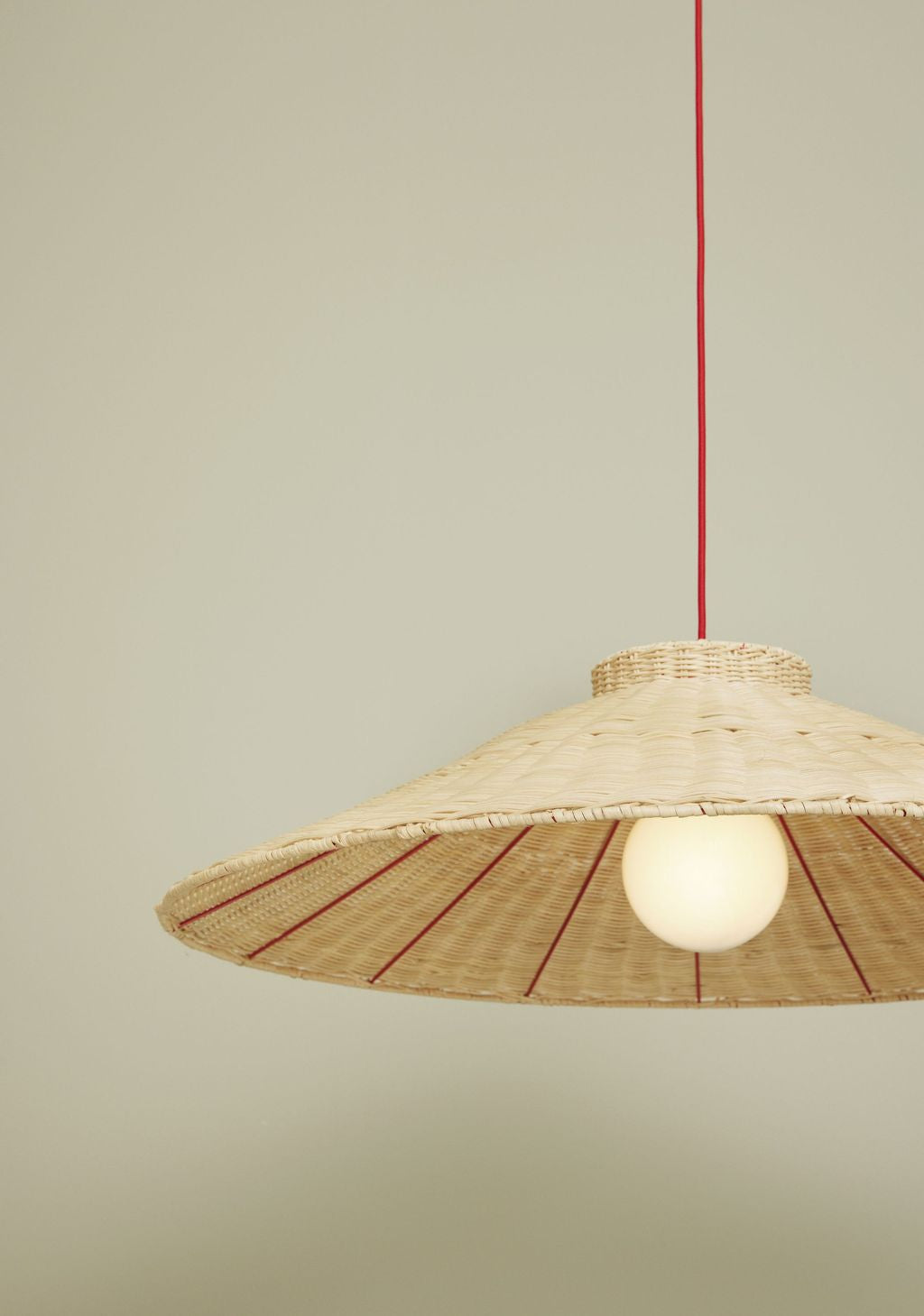 Hübsch Lampe à plafond Chand, naturel / rouge