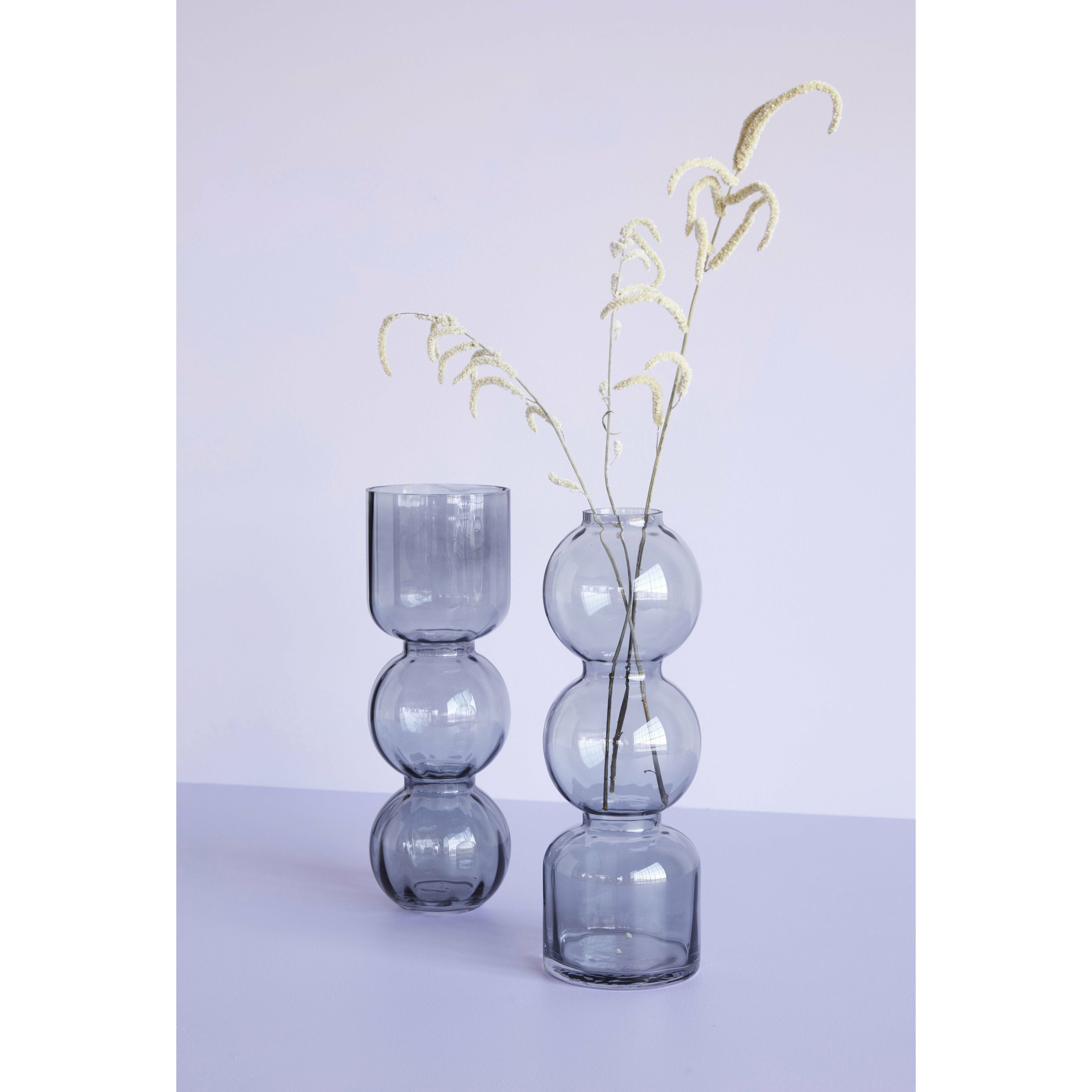Hübsch Circle Vase Glass Smoky Grey sett af 2