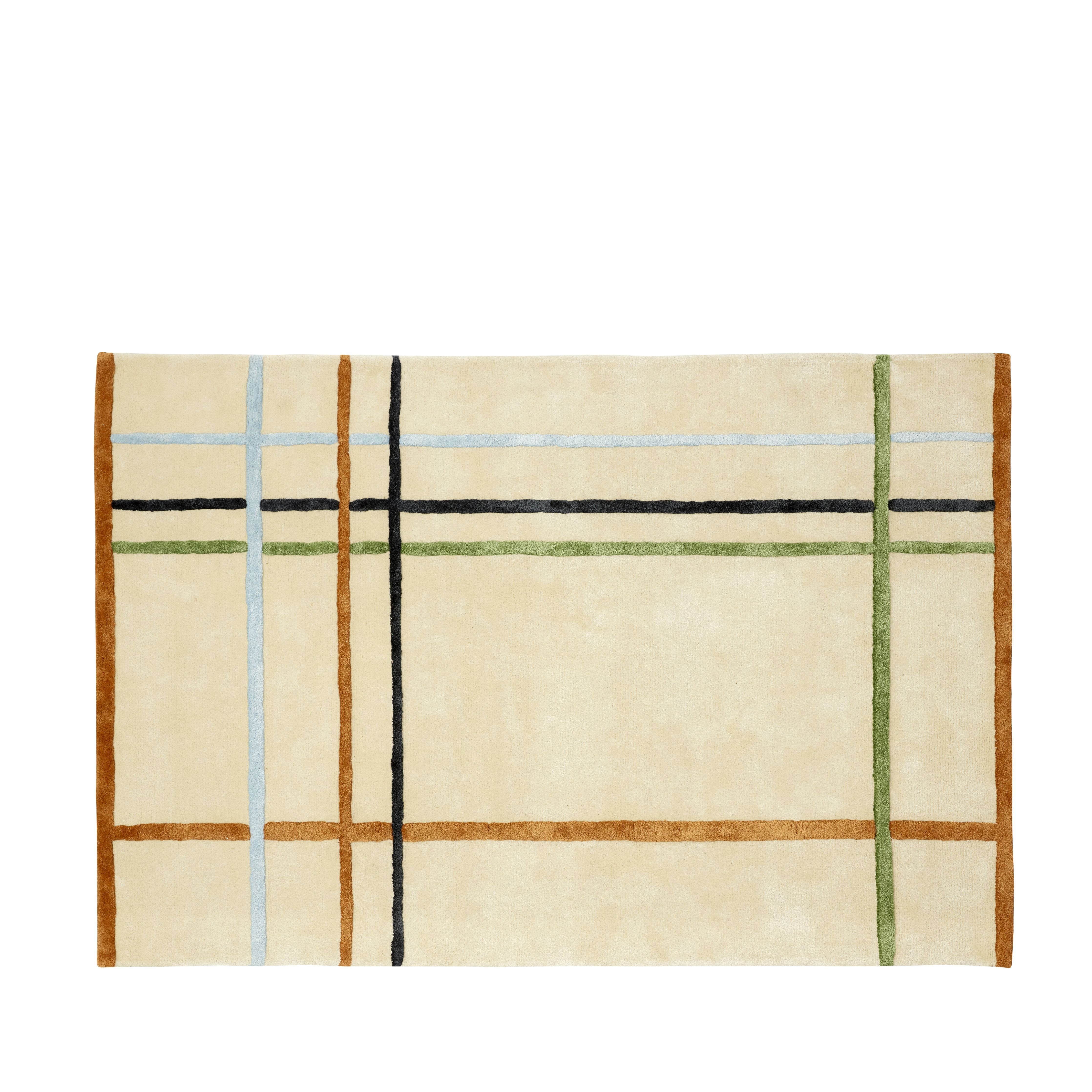 Hübsch Fluffy tapijt beige/blauw/groen/bruin/zwart
