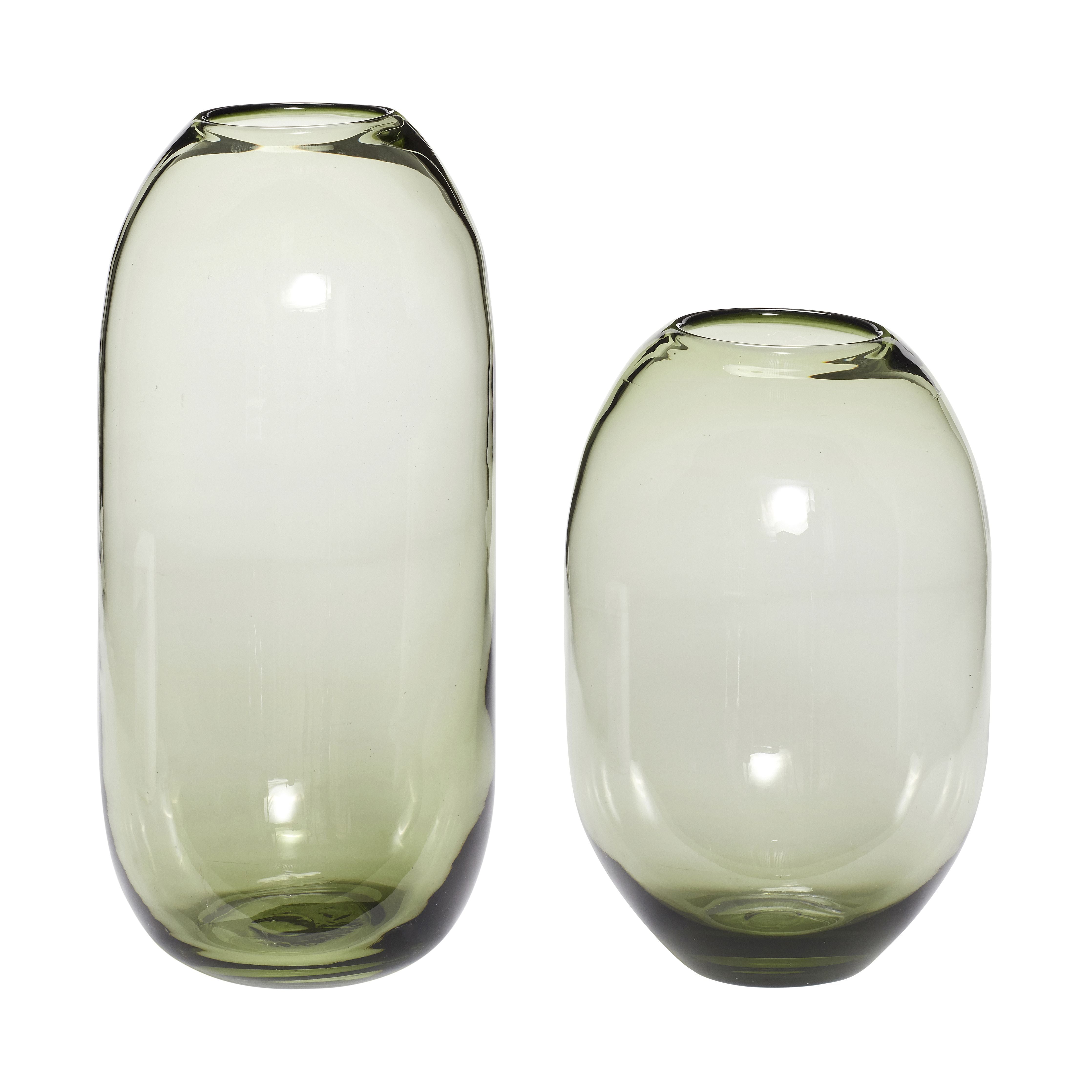 Hübsch Moss Vase Glass Green Set van 2