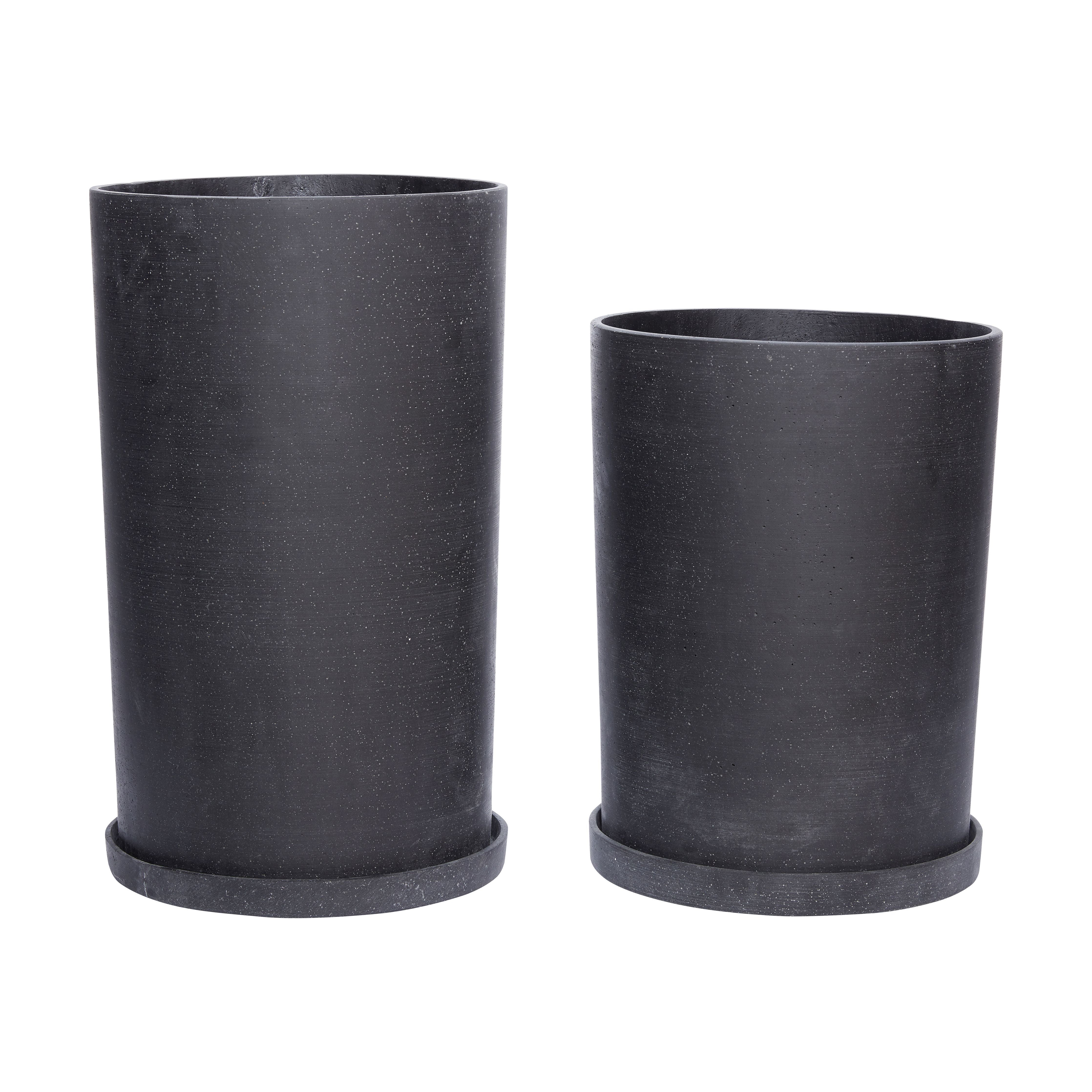 Hübsch Podium Pots Large Set Of 2, Black