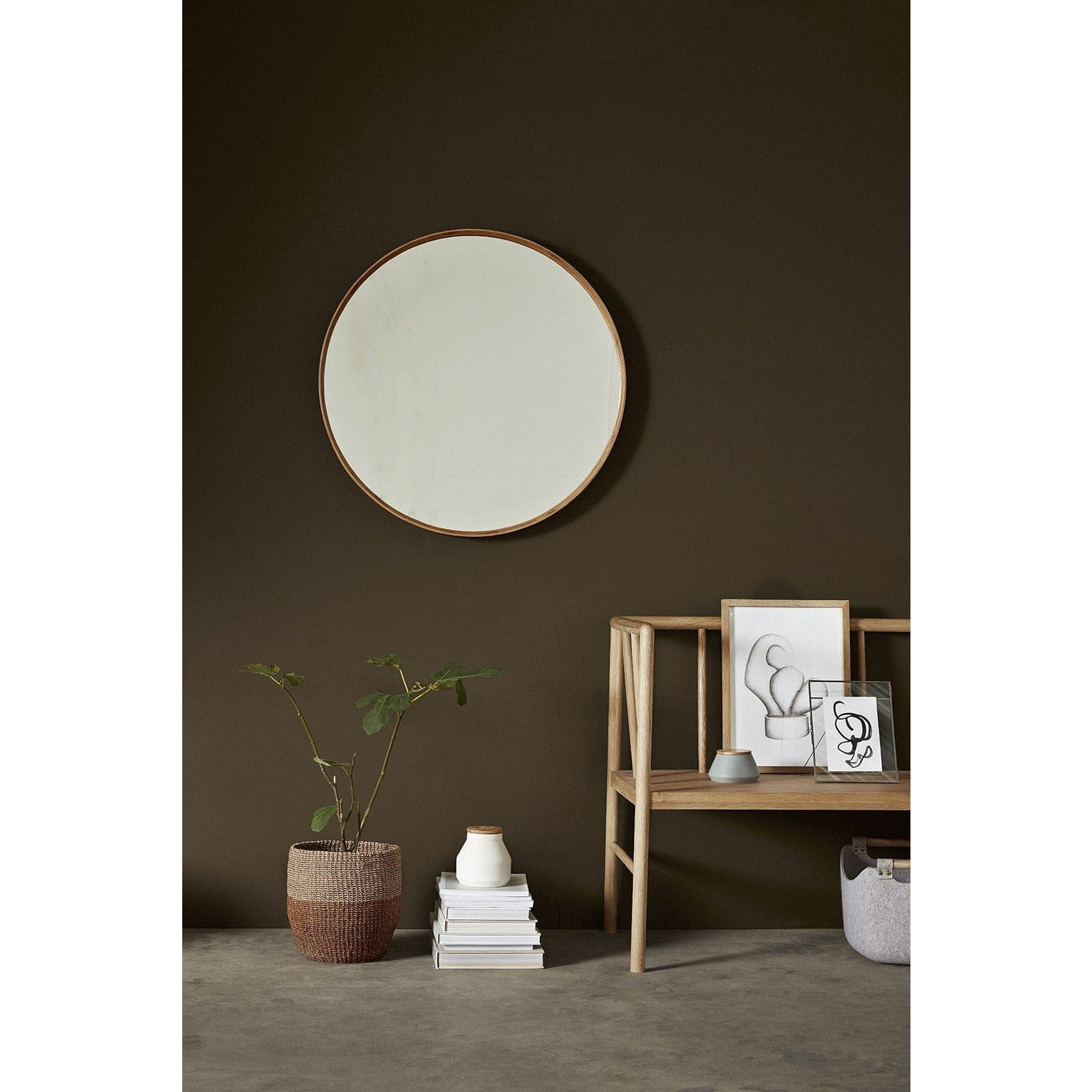 Hübsch refleja el espejo de pared m/marco de madera natural