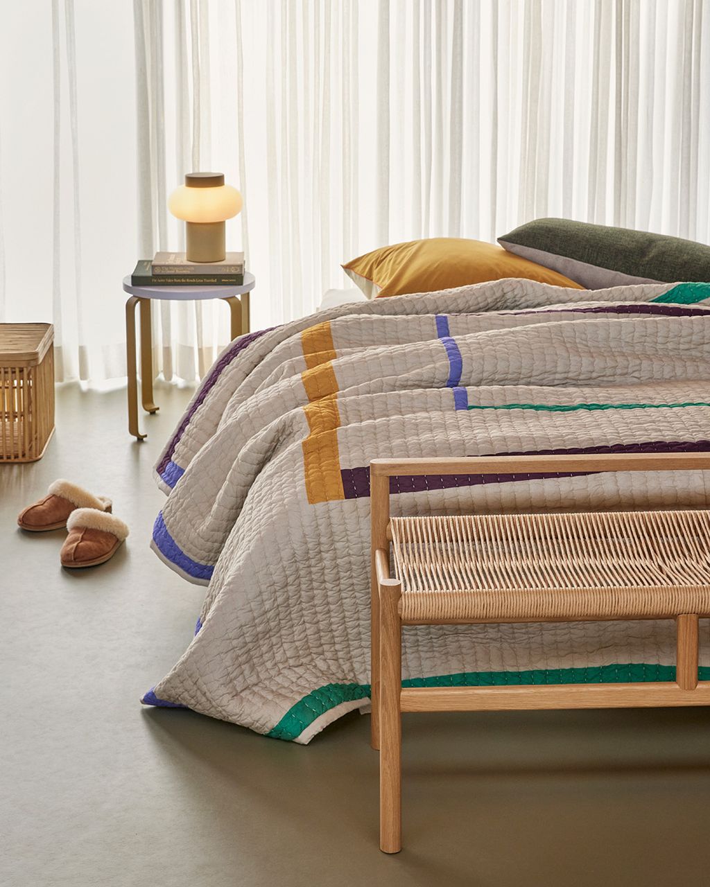 Hübsch Twist Bedspread 260x260 cm, colores múltiples/arena