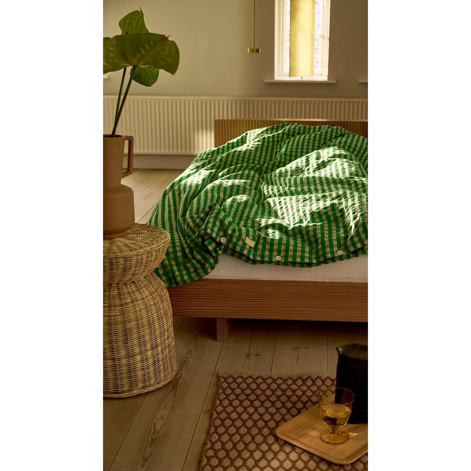 Juna Bræk & bølge lin lin 140x200 cm, vert / sable