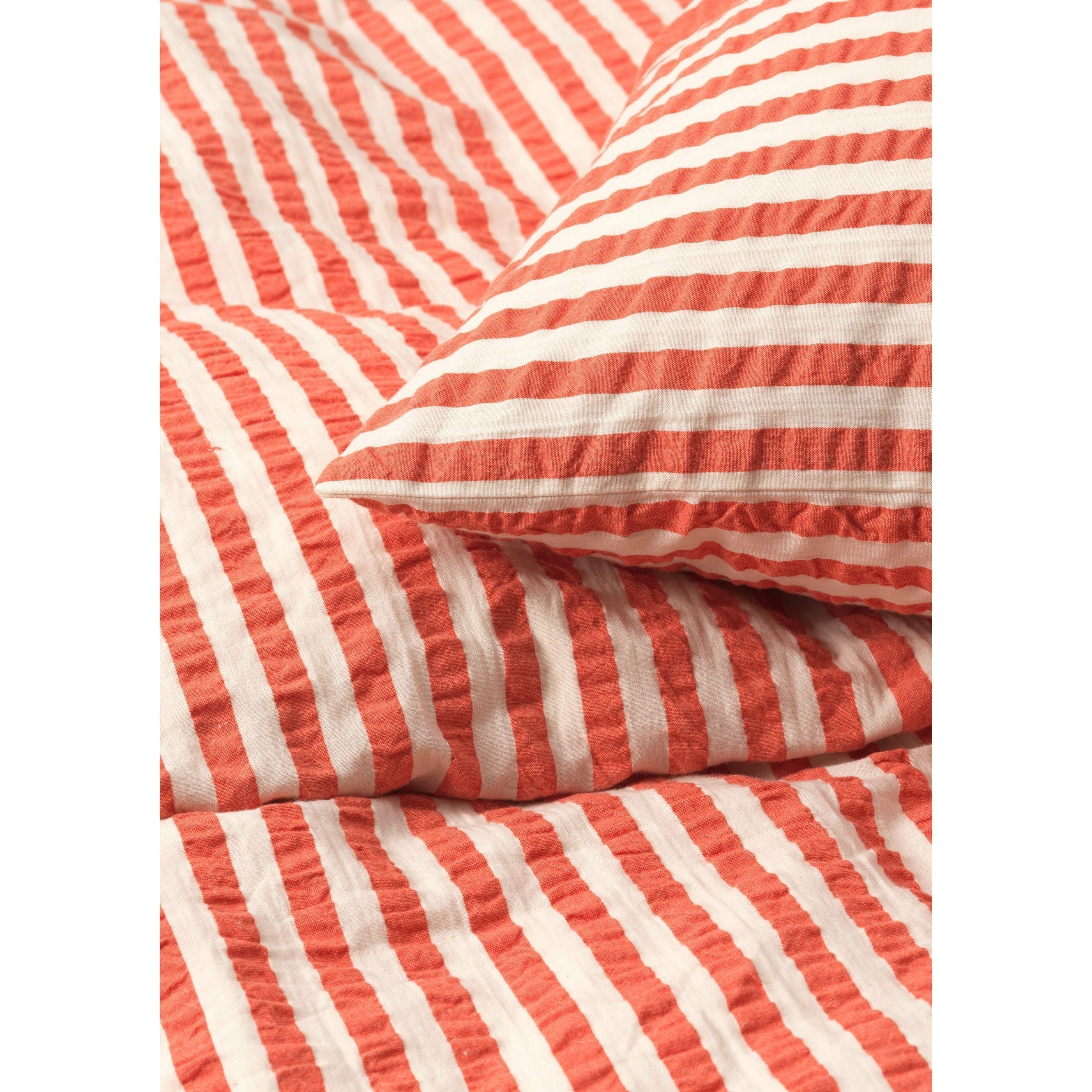 Juna Bæk & bølge linjer sängkläder 200x220 cm, chili/björk