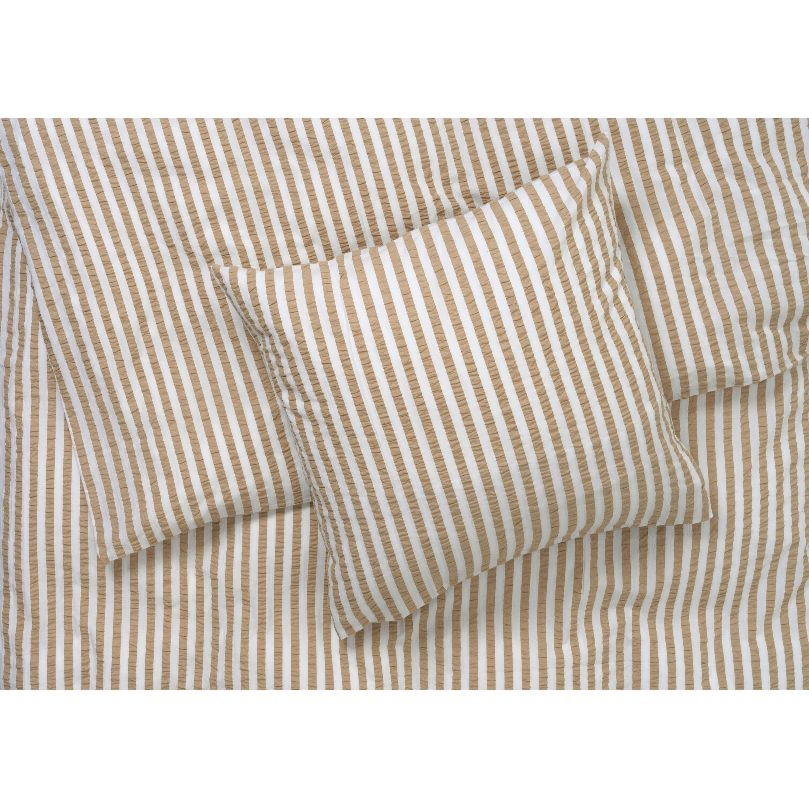 Juna Bæk & bølge linjer säng linne 200x220 cm, sand/vit