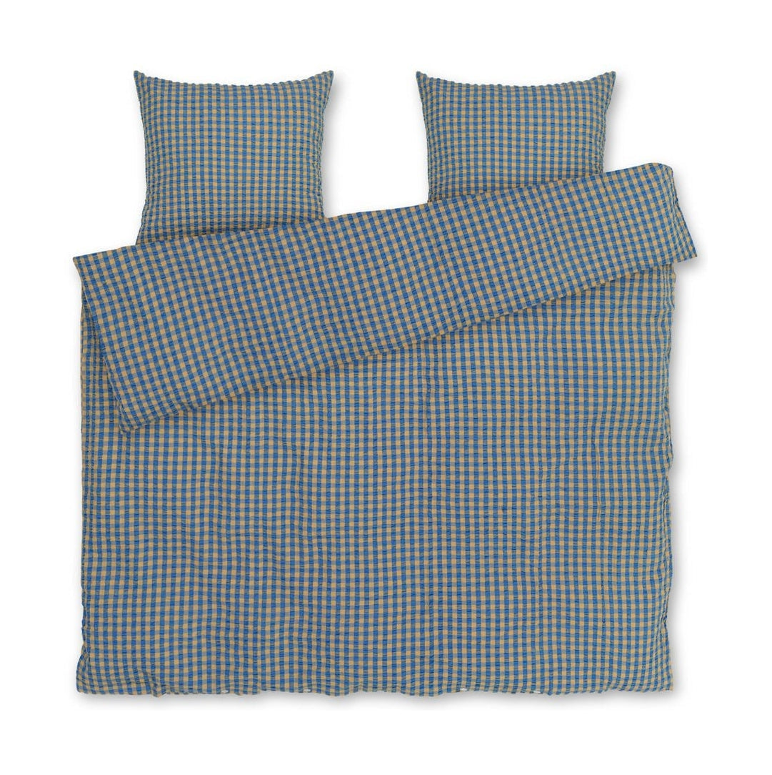 Juna Bæk & Bølge seng lin 200 x220 cm, blå/oker